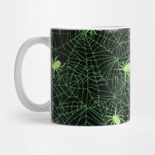 Creepy Green Spider Webs Halloween Pattern Mug